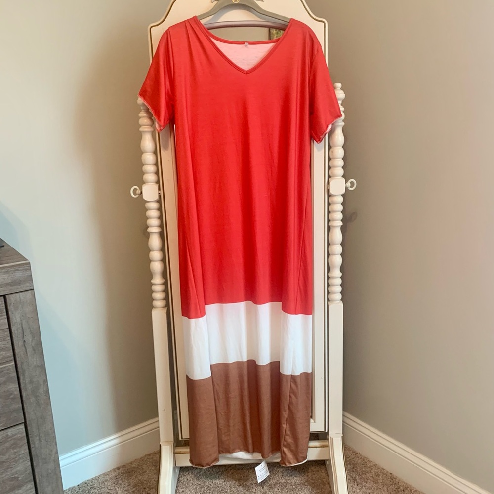 NWT Colorblock Maxi Dress Sz LG - Picture 3 of 8